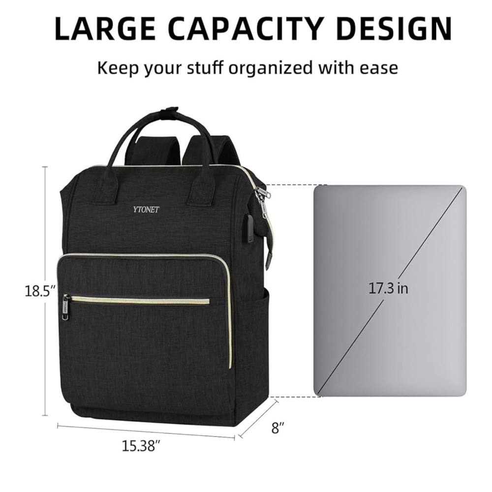 Black Travel Backpack for Women - Picture 2 of 7